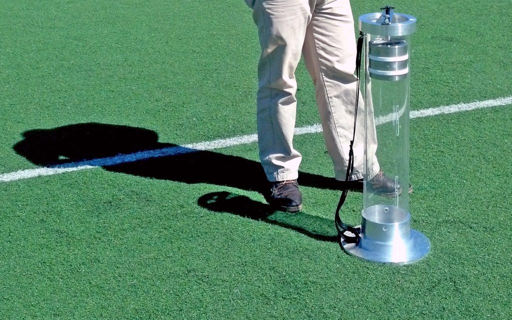 Sportworks Field Design conducts gmax testing to test the safety of synthetic turf.