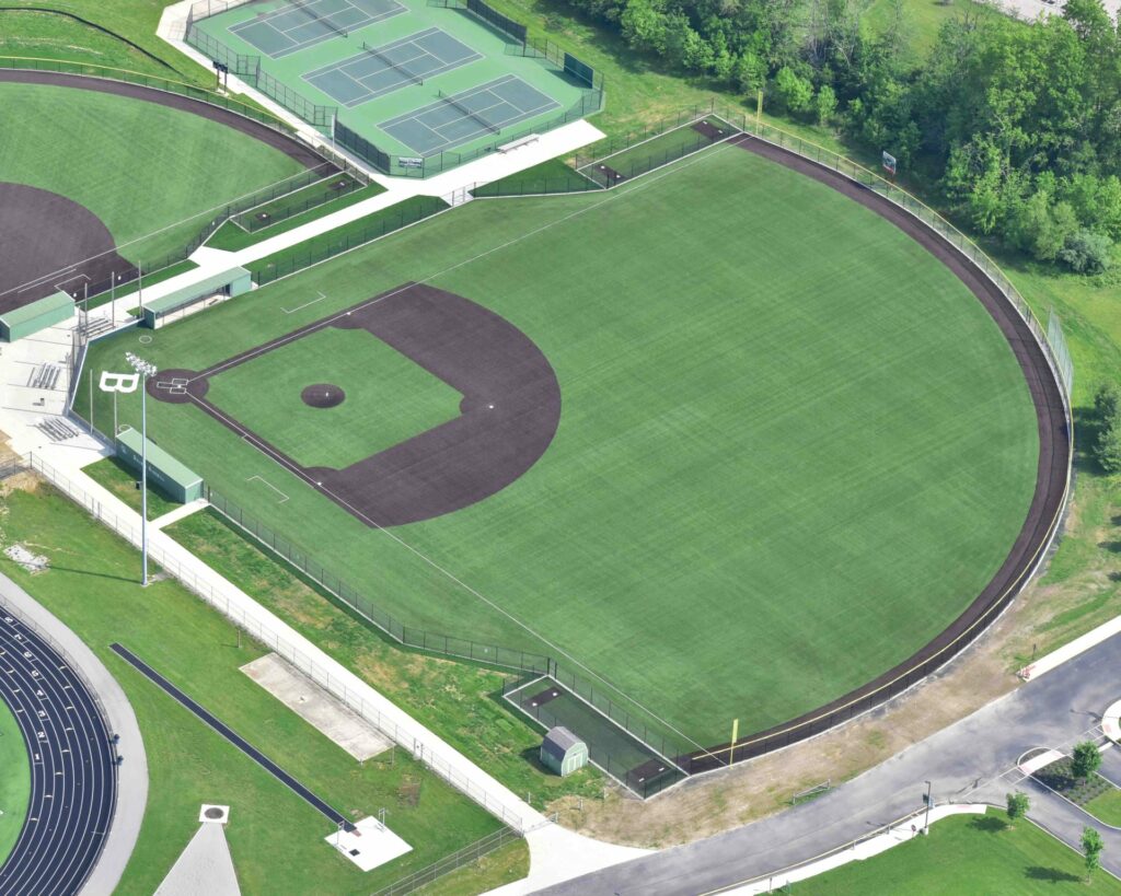 Aerial of Batavia Baseball Synthetic Turf Field